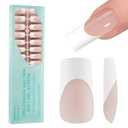 Vansiho French Gel Nail Tips, 150Pcs Long Square Press on Nails, No Need to File 3 in 1 Pre-French Gel Tips for Nail Art DIY 15 Sizes