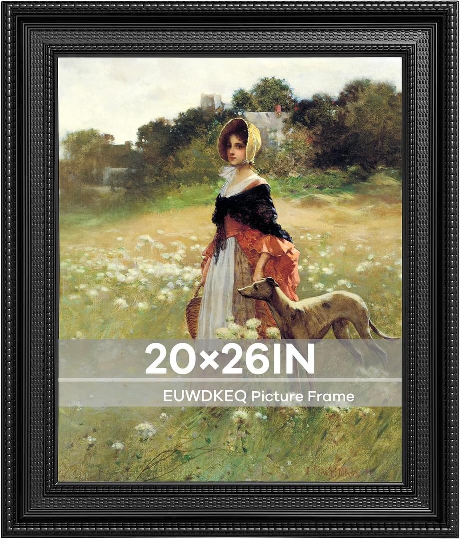 20x26 Frame, 20 x 26 Luxury Wide Picture Frame, Elegant Ornate Embossed Decorative Poster Frame for Art Prints, Posters, Photos, Home Wall Decor & Gallery Display, Black