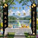 Birthday Door Banner 12x71 Inch Gold Black Happy Birthday Vertical Letters Party Door Decoration Black and Gold Birthday Welcome Porch Sign Wall Hanging Celebration Backdrop (Colorful#4)