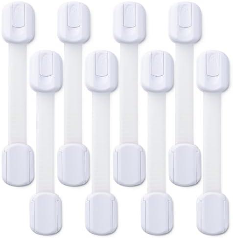 Cabinet Locks Baby Proofing -（8 Pack） Child Proof Cabinet Locks，Fridge，Oven ，Toilet Seat， Kitchen，Cupboard Appliance，Child Proof Door Lock - Multi Purpose Adjustable Strap No Drill No Screws