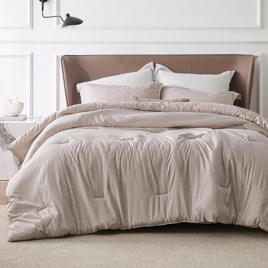 Bedsure King Size Comforter Set - Warm Taupe Soft Bedding for All Seasons, Cationic Dyed Bed Set, 3 Pieces, 1 King Size Comforter (104"x90") and 2 Pillow Shams (20"x36"+2") (King, 13 - Warm Taupe)