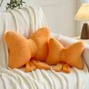 Xuyier Bow Pillows, Bow Shaped Decorative Throw Pillows for Couch Bed, Aesthetic Cute Home Decor Accent Pillows (Orange, Small-12 Inches)