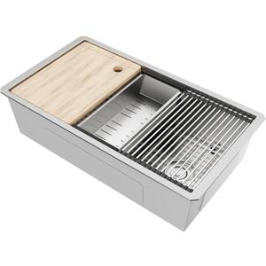 MAYESAR 30 Undermount Stainless Steel Kitchen Sink - Workstation Sink 16 Gauge Single Bowl Deep Handmade Sinks with Brushed Finish, Round Corner, 30"x19"x10"
