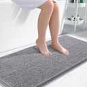 OLANLY Bathroom Rugs 47x24, Extra Soft Absorbent Chenille Bath Rugs, Rubber Backing Quick Dry, Machine Washable Bath Mats for Bathroom Floor, Tub and Shower, Home Decor Accessories, Grey