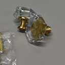 QOGRISUN 2-Pack Brass Crystal Cabinet Knobs,Glass Crystal Gold Drawer Knobs,1-5/16-Inch Hexagon,Decorative Dresser Pulls, Modern Cabinet Hardware