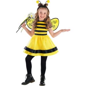 Morph Bumble Bee Costume for Girls - Kids Bumblebee Outfit - Toddler Bee Costume for Baby Girls - Fun Dress-Up (3-4 Years)