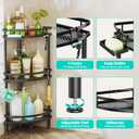 HapiRm Standing Corner Shower Caddy - 3 Tier Shower Organizer Corner with Soap Holder and 4 Hooks, Rustproof Bathroom Storage Shelves with Adhesives, Black