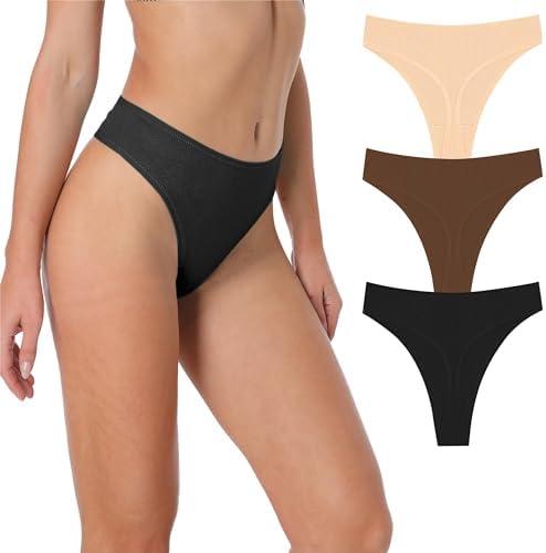 Umiehary Women's High Waisted Ribbed Cotton&Nylon Stretchy Sport Breathable Athletics Panties S