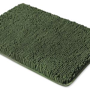 Yeaban Olive Green Bathroom Rugs – Chenille Bath Mats | Absorbent and Washable Bath Rug Non-Slip, Plush and Soft Rugs for Bathroom, Shower, Sink - 2'×3'