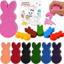 Easter Basket Stuffers for Toddler12 Colors Non-Toxic Washable Bunny Rabbit-Shaped Crayons for Kids with Easter Coloring Book Easter Egg Fillers Hunt, Classroom Games Supplies for Boys Teens