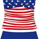 Girls Swimsuit 2 Piece Bathing Suit Criss Cross Ruched Girl Tankini Sets Printed Girls' Swimwear (13-14 Years, American Flag)