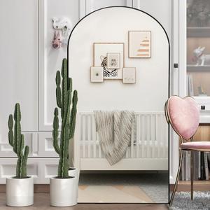 PexFix Arched Full Length Mirror Arched Wall Mirror Floor Mirror with Stand Contemporary Full Length Mirror with Black Wood Frame,71''32'' (USAM019)