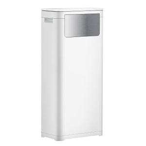 Tall Bathroom Trash Can with Lid, Skinny Commercial Trash Bin with Handle, Space Saving 8 Gallon Plastic Garbage Can with Press Top Lid, White Trashcans for Kitchens, Office, Living Room, Dorm