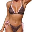 ZAFUL Halter String Bikini High Cut Two Piece Swimsuit for Women Polka Dot Bikinis Sexy Bathing Suit 2026 (XL)