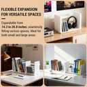 MyGift White Wood Desktop Bookshelf Organizer, Expandable Adjustable Display Shelf Book Rack