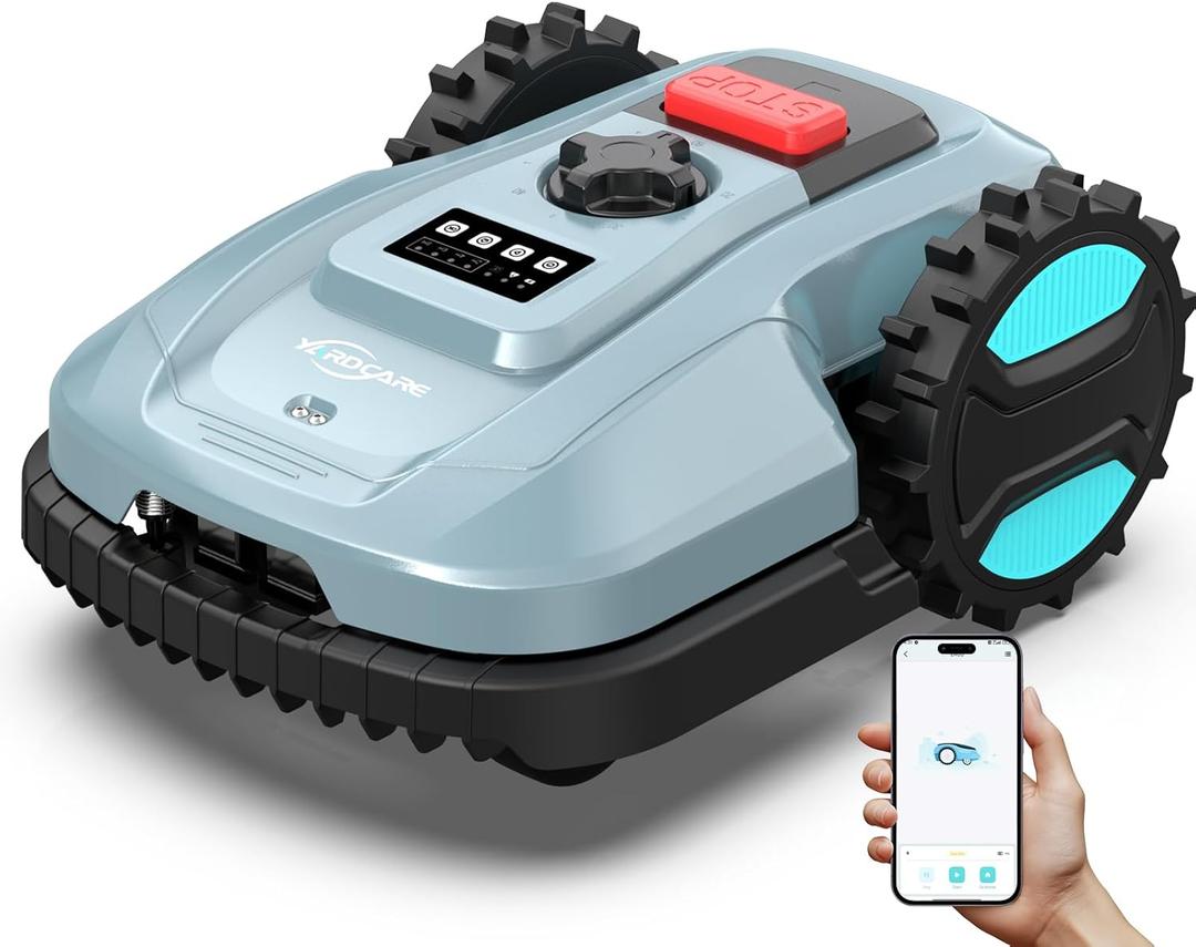 Robotic Lawn Mower, Smart Robot Lawnmower with Obstacle Avoidance, Scheduled Cutting, Self-Charging, Height Adjustment, Ideal for Small to Medium Lawns (Up to 4300 sq.ft) (Gray)