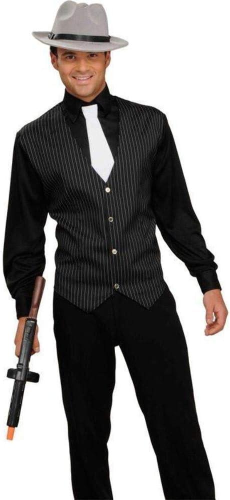 Men's Gangster Shirt, Vest And Tie, Black/White, One Size Costume