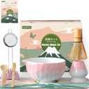 Clay&Fire Matcha Whisk Set, 9 pcs Ceramic Matcha Set, Gifts for Women,Matcha Bowl with Spout and Whisk, Matcha Kit for Matcha Lovers, Ideal Gift Christmas, Birthday, Anniversary(Pink) (Gradient Pink)