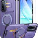 JAME for Samsung Galaxy A17/A16 5G Case, Ring Holder Stand, Slide Camera Cover, 2 Pack Screen Protectors, Dual-Layer Shockproof Protective, Magnetic Accessory Friendly Galaxy A16/A17 4G Case, Purple