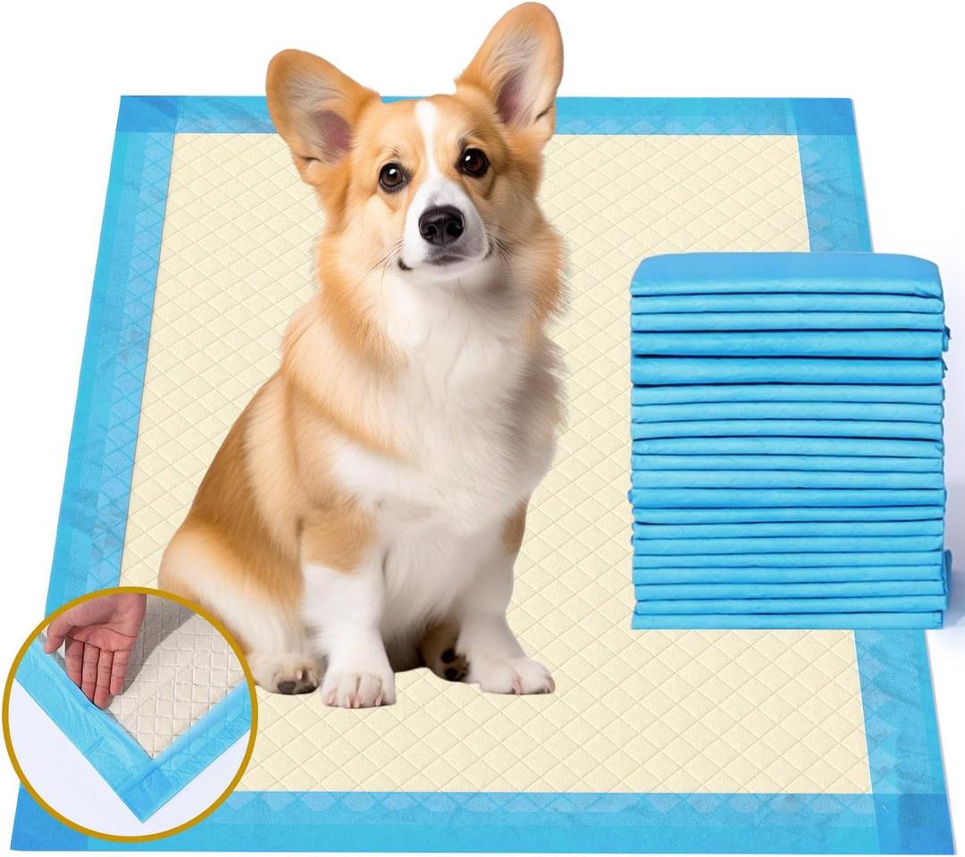 Gardner Pet Ultra Absorbent Thicker Dog Pee Pads Rugular 22"x22" Leak-Proof Odor-Control Small Blue Puppy Training Pads Full Edge-Wrapping Pad for Dogs Dogs, Puppies, Doggie, Cats, Rabbits - 50 Ct (22"x22"-50 Ct)