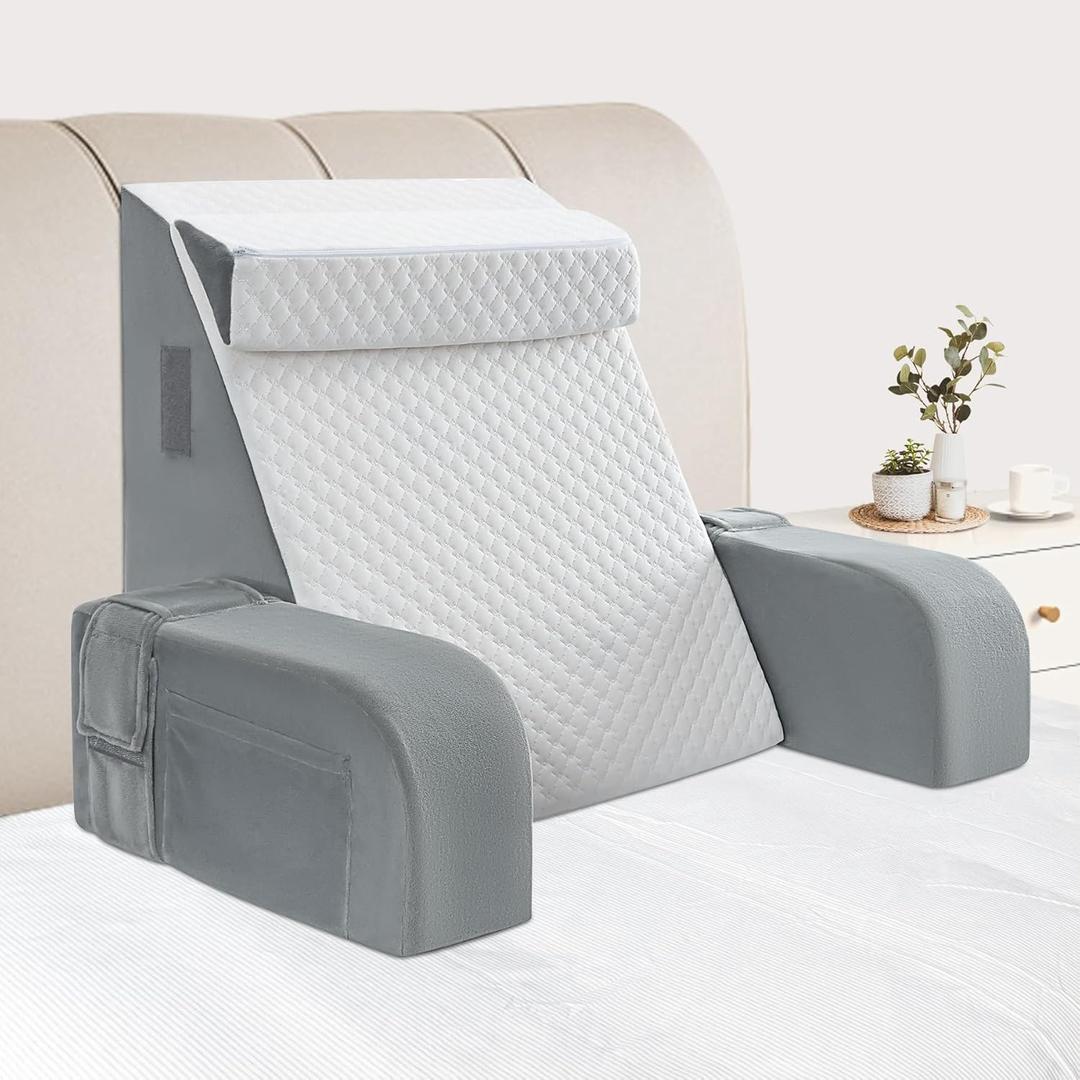 Reading Pillow for Sitting in Bed Adult - Back Pillow for Bed Sitting up, Backrest Support Pillow for Lounging/Reading/Gaming/Resting/Watching TV, Bedrest, White