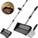 Chicken Poop Scooper & Rake 3-in-1, Adjustable Long Handle (3263"), 12" Wide Dual-Mesh Sifting Shovel + Mini Fine-Mesh Sifter Scoop, Stainless Steel Coop Litter Scoop for Sand/Shavings/Pellets