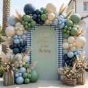 Double Stuffed Navy Blue & Sage Green Balloon Garland Arch Kit