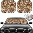 Gven Windshield Sun Shade 2pcs with Bonus Car Sunshade for Front Window Shades 2025 Technology Reflect UV and Heat Sun Visor Automotive Interior Sun Protection (Leopard, M)