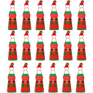 Toulite 36 Pcs Christmas Elf Aprons and Elves Headband Sets Bulk Elf Costume Headwear for Christmas Party (Red)