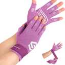 Duerer Arthritis Compression Gloves with Straps, Women Men for RSI, Carpal Tunnel, Rheumatoid, Tendonitis, Hand Pain, Hand Support. Fingerless Gloves for Computer Typing and Daily work (Purple, S) (Small (1 Pair))