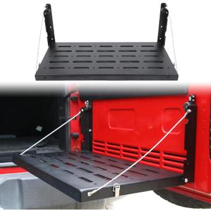 CheroCar for Jeep JK Tailgate Table Rear Foldable Cargo Shelf for Jeep Wrangler 2007-2018 JK JKU, Aluminum Alloy, Storage Rack Accessories, Black