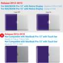 IBENZER Compatible with MacBook Pro 15 Inch Case 2012-2015, Soft Touch Hard Case Shell Cover with Keyboard Cover for Apple MacBook Pro 15 with Retina Display A1398, Ultra Purple, MR15-UAPU+1