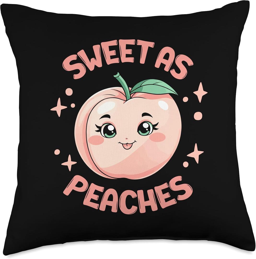 Peach Fruit Lover Peaches Throw Pillow, 18x18
