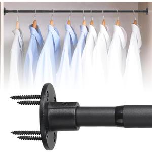 Shower Curtain Rod 30-92 Inch Closet Rod, 1 Inch Diameter Adjustable Heavy Duty Shower Rods Anti-Rust Wall-Mounted Fixed Shower Curtain Rod, Matte Black