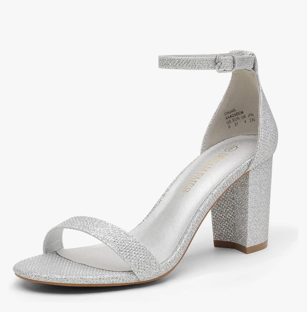 DREAM PAIRS Women's Chunk Low Heel Pump Sandals, Size 10