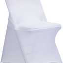 LEBENGURU Spandex Folding Chair Covers, Upgraded 12 PCS Polyester Stretch Chair Covers, Universal Elastic Fitted Chair Protector for Wedding, Holidays, Banquet, Party, Celebration (White)