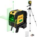 PREXISO Laser Level with Tripod & 2 Plumb Dots - 100 Ft Green Point Laser Level Self Leveling - Plumb Spot Alignment Cross Laser Line Tool for Construction, Ceiling, Floor Tile with Magnetic Base