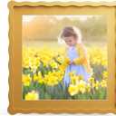 12x12 Picture Frame with Mat for 10x10, Wavy Edge Wooden Real Glass Photo Frame for Wall Hanging, Yellow, 1 Pack