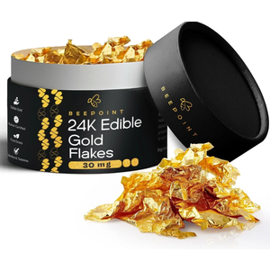 BeePoint 24K Edible Gold Foil Flakes - 30mg for Cake Decorating