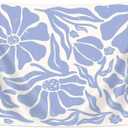Uokiuki Boho Floral Tapestry, Vintage Retro Minimalist Abstract Cute Flower Botanical Tapestry Wall Hanging, Mid Century Floral Aesthetic Tapestries for Bedroom Living Room Dorm, 60x40 Inch (Blue)