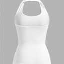 SOLY HUX Women's Summer Halter Top Sleeveless Tight Shirts Workout Yoga Tank Tops (White, L)