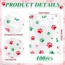 Cholemy 100 Pcs Dog Paw Plastic Bags Dog Gift Bags Shopping Merchandise Sturdy Totes with Handles for Holiday Birthday Party Business, 9 x 12 in (Red and Green)