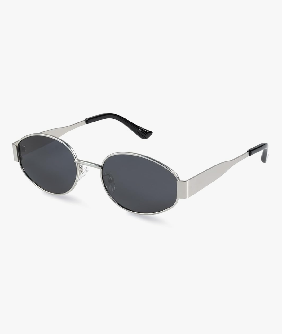 livho Retro Polarized Sunglasses - UV400 Protection, Oval Shape, Metal Frames - Matching Soft Case Inlcuded
