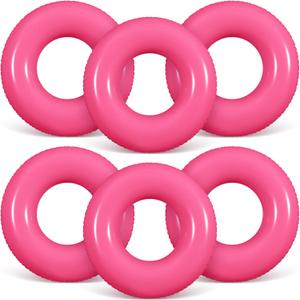 6 Pcs Inflatable Pool Floats 24 Inches Swim Tube Bulk Swimming Ring Pool Floaties for Beach Party Decorations Women and Men River Lake Summer Vacation Holiday (Rose Pink)
