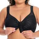 Women's Plus Size Full Coverage Front Closure Posture Back Unpadded Wireless Double Support Minimizer Bra (38DD, Jet Black)