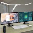 Micomlan Architect Desk Lamp with Clamp, Led Desk Lamp for Home Office with Remote Control, 24W Bright Dimmable Computer Light with Atmosphere Lighting Adjustable Table Light(Remote)