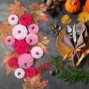 21 PCS Pink Pumpkins Set for Thanksgiving Decor, 3 Sizes Fake Velvet Pumpkin Mini Foam Pumpkin for Thanksgiving Farmhouse Fall Harvest Decorations Halloween Party Autumn Table Centerpiece