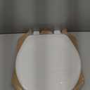 Mayfair Linden Slow Close Toilet Seat, Non Slip Heavy Duty Wood, Easy Install, Round, White