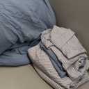 Duvet 100% Cotton Set, 3 Piece, Stone Washed Duvet Set Full/Queen Size 92" x 90" with 2 Matching Pillow Shams, Comforter Not Included, Vivie - Denim