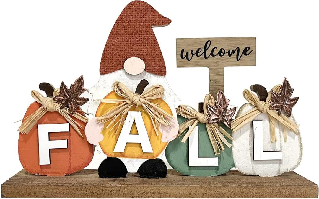 Fall Decorations for Home Thanksgiving Decor Wooden Gnome Sign Farmhouse Welcome Fall Sign Vintage Autumn Harvest Signs Indoor